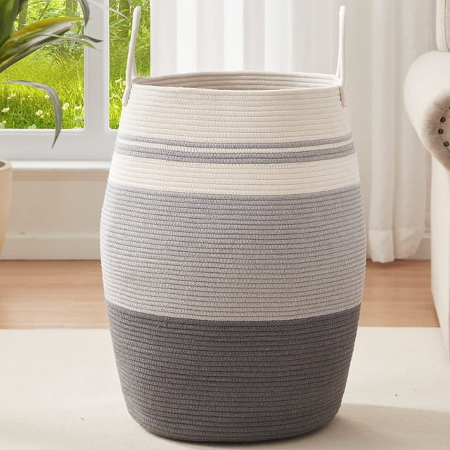 Cuerda tejida OIAHOMY para ropa sucia, tamaño grande, 105 L, gris oscuro