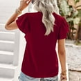 thumbnail image 5 of Samickarr Summer Savings Clearance Plus Size Summer Tops For Women Tops Dressy Casual Tunic Tops To Wear With Leggings Women Summer V-neck Solid Color Short Sleeve Tops, 5 of 9