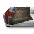 thumbnail image 3 of Union Jack Soft Flannel Fleece Throw Blanket, Flag of United Kingdom on Old Oak Wooden Board English Nation Country Britain, Cozy Plush for Indoor and Outdoor Use, 60" x 80", Multicolor, by Ambesonne, 3 of 6