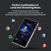 144GB MP3 Player with Bluetooth and WiFi, 4.0 Full Touchscreen MP3 MP4 Player, Android Music Player with Speaker, Browser, Audible, E-Book, Support Up to 256GB, Black