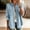 Blue, variant on Women's Brushed Denim Jacket With Tassel Trim, Casual Long Sleeve Buckle Coat, Loose Fit With Chest Pocket