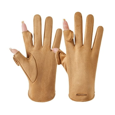 Alitao Winter Gloves Cotton Gloves Womens Sports Gloves Outdoor Cycling Work Solid Color Gloves Cycling Gloves Khaki One Size