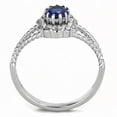 thumbnail image 3 of Round Dark Blue Sapphire cz Halo Stainless Steel Wedding Promise Cocktail Ring, 3 of 5