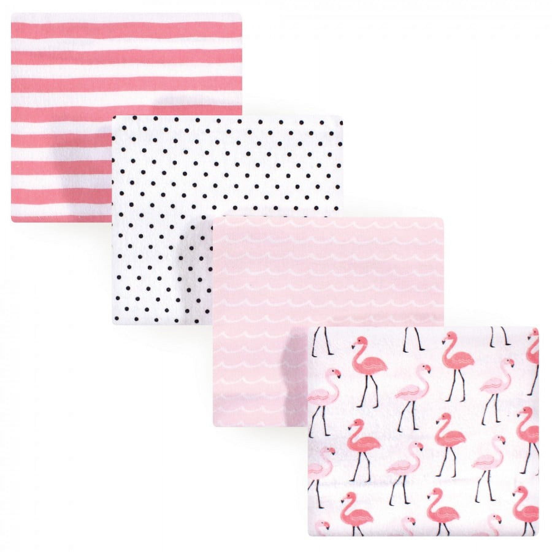 Hudson Baby Infant Girl Cotton Flannel Receiving Blankets Bundle Set, Pink Flamingos 8-Pack, One Size