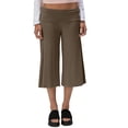thumbnail image 3 of UDAUDU Women's Fold Over Capri Pants Low Rise Cropped Wide Leg Capri Pants Summer Beach Yoga Gaucho Streetwear Pants Bottoms Coffee 3XL, 3 of 7
