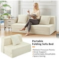 thumbnail image 3 of Twin Size Folding Sofa Bed - 4 in 1 Convertible Sleeper Chair with Pillow - High Density Memory Foam Futon Couch - Foldable Bed for Living Room Bedroom (Beige), 3 of 9