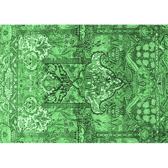 Ahgly Company Indoor Rectangle Persian Emerald Green Traditional Area Rugs, 2' x 5'