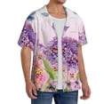 thumbnail image 2 of Naloa Flowers And Colorful Butterflies Men's Loose Fit Cuban Collar Short-Sleeve Shirt, Hawaiian Shirts, Mens Shirts Casual for Everyday Wear Outings-Large, 2 of 5