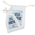 thumbnail image 2 of Hello Sunshine Fabric Pouch Set of 2, Nautical Themed Sun and Horizontal Stripes Sketch Typography, Drawstring Bag for Toiletries Masks and Favors, 9" x 6", Blue Charcoal Grey White, by Ambesonne, 2 of 2