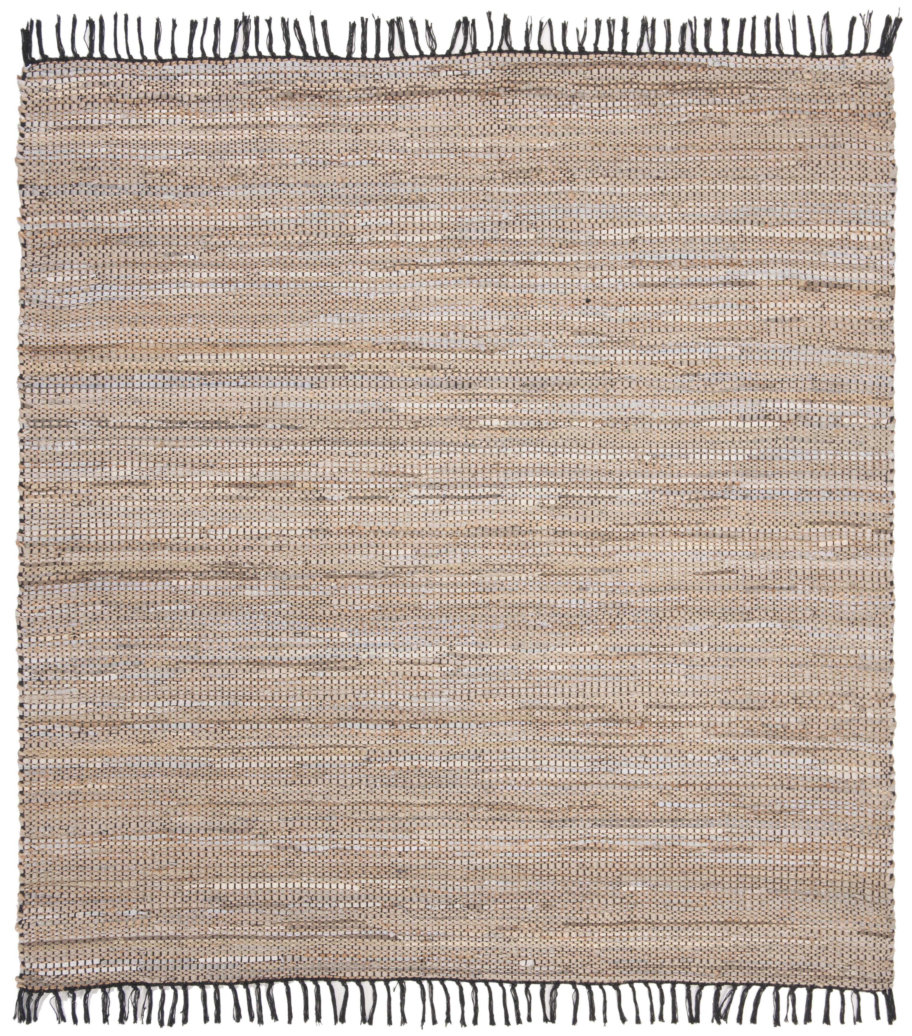 SAFAVIEH Vintage Leather Zharko Solid Braided Fringe Area Rug, Beige, 6' x 6' Square