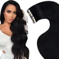 thumbnail image 1 of LaaVoo Tape in Hair Extensions Black Human Hair Tape in Extensions 20 Inch Jet Black Hair Extensions Real Human Hair Tape in Silky Straight Tape Extensions, 1 of 9