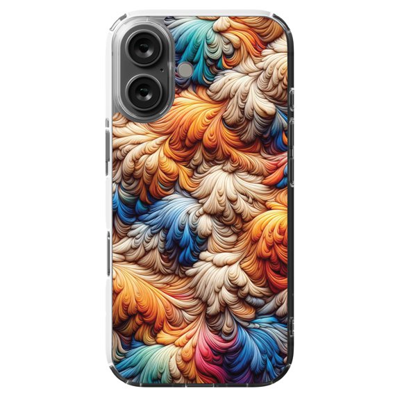 DistinctInk Hybrid Case for iPhone 16 - Slim, Durable, Compatible with MagSafe Charging - Color Swirl Abstract Wallpaper