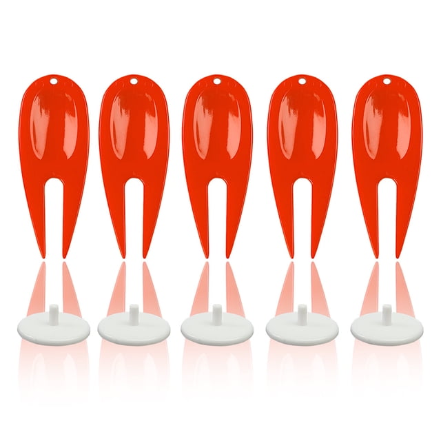Ensemble de 5 Pcs Outils de Golf en Plastique avec Marqueur de Balle de Golf Outils de Réparation Accessoires de Golf Rouge