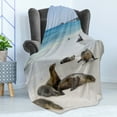 thumbnail image 4 of Ecuador Soft Flannel Fleece Throw Blanket, Galapagos Island Sea Lions at Sandy Beach Seascape Nature Photo Animal Travel, Cozy Plush for Indoor and Outdoor Use, 70" x 90", Multicolor, by Ambesonne, 4 of 5