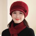 thumbnail image 6 of UTSJKR Winter Hats for Women Windproof Ear Protection Fleece Beret Hat Chunky Knitted Scarf 2 Piece Sets Outdoor Cold Weather Wine, 6 of 8