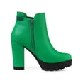 thumbnail image 3 of BLISSFUL STEP Women's Chelsea Boots Platform Block Cleated Sole Heel Grass Green 9, 3 of 7