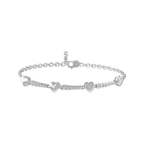 Araiya Fine Jewelry Sterling Silver Lab Grown Diamond Heart Link Bracelet (1/4 cttw, D-E Color, VS Clarity) 7"