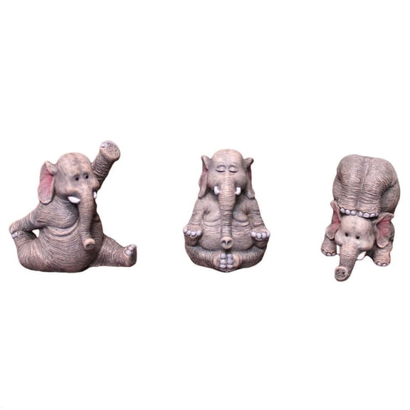 3 Pcs Yoga Elephant Ornament Figurines Collectible Desk Ornament Room Decor