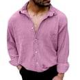 thumbnail image 5 of Asxite Men Plus Size Summer Tops Collared Long Sleeve Breathable Crinkle Texture Solid Button Down Shirts, 5 of 7