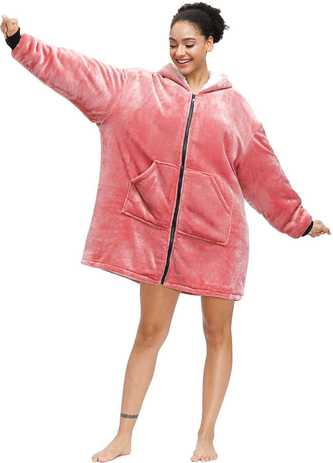 Details about   Blanket Sweatshirt Hoodie Plush Warm Winter Hooded Coats Bathrobe Sleepwear-NEW 