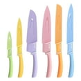 thumbnail image 2 of Hecef 6 Pieces Kitchen Knife Set, Colorful Coated Stainless Steel Knives with Blade Guards, 2 of 9