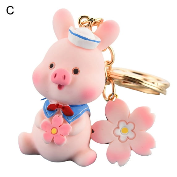 UDIYO Lovely Animal Pig Keychain Key Ring Piggy Pendant Car Keyring Bag Decor Gift