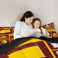 thumbnail image 4 of Homewish Football Sports Athlete Bedding Comforter Set 7pcs for Kids, Maroon Gold Cartoon Patchwork Queen Bedding Sets, Rugby Soccer Lover Reversible Queen Sheet Sets, Lightweight Room Decor, 4 of 7
