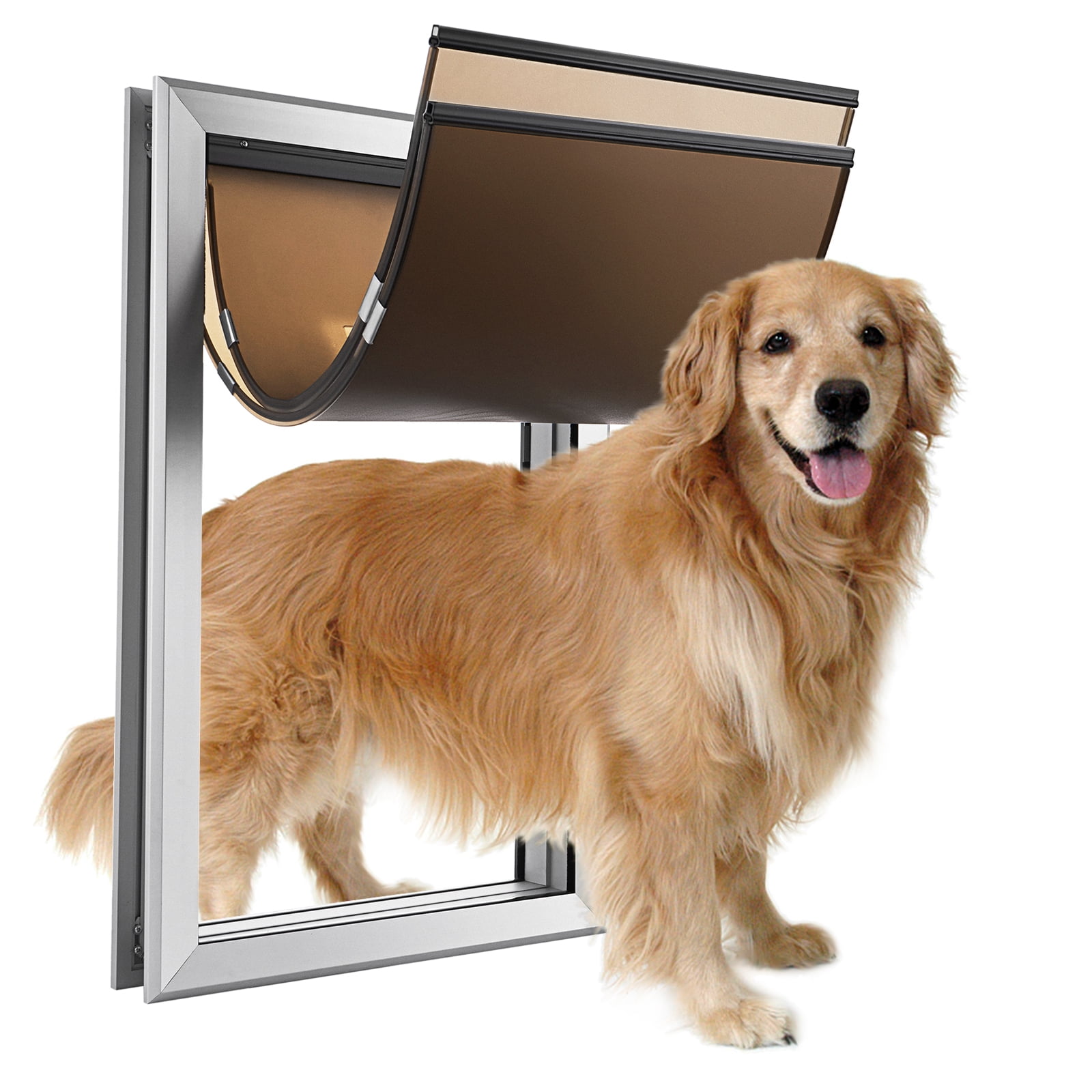 SHZOND Large Dog Door Aluminum Dog Doors W/ExtraLarge Flap 17.5" W x 27.7" H Doggie Doors for