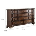 thumbnail image 5 of BenJara Prio Wide Dresser, 11 Drawers, Marble Top, Carved Cherry Brown Wood, 5 of 5