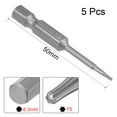 thumbnail image 2 of 5Pcs 1/4" Hex Shank T5 Magnetic Security Torx Screwdriver Bits 50mm Length, 2 of 5