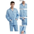 thumbnail image 2 of GLOBAL Conjuntos de Pijamas de Algodón para Hombre, Ropa de Dormir de Manga Larga con Botones, Ropa de Dormir Cómoda, Conjunto de Pijama Suave con Estampado Geométrico Azul M, 2 of 7