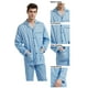 thumbnail image 2 of GLOBAL Conjuntos de Pijamas de Algodón para Hombre, Ropa de Dormir de Manga Larga con Botones, Ropa de Dormir Cómoda, Conjunto de Pijama Suave con Estampado Geométrico Azul M, 2 of 7