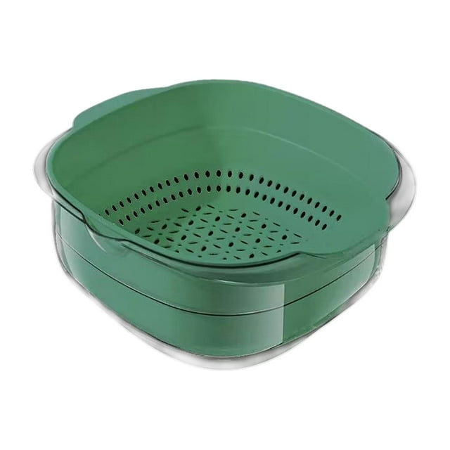 Colador Tazón Coladores Cestas de drenaje de verduras Cesta de lavado de verduras multifunción Cesta de lavado de limpieza para alimentos Limpieza de Verde oscuro