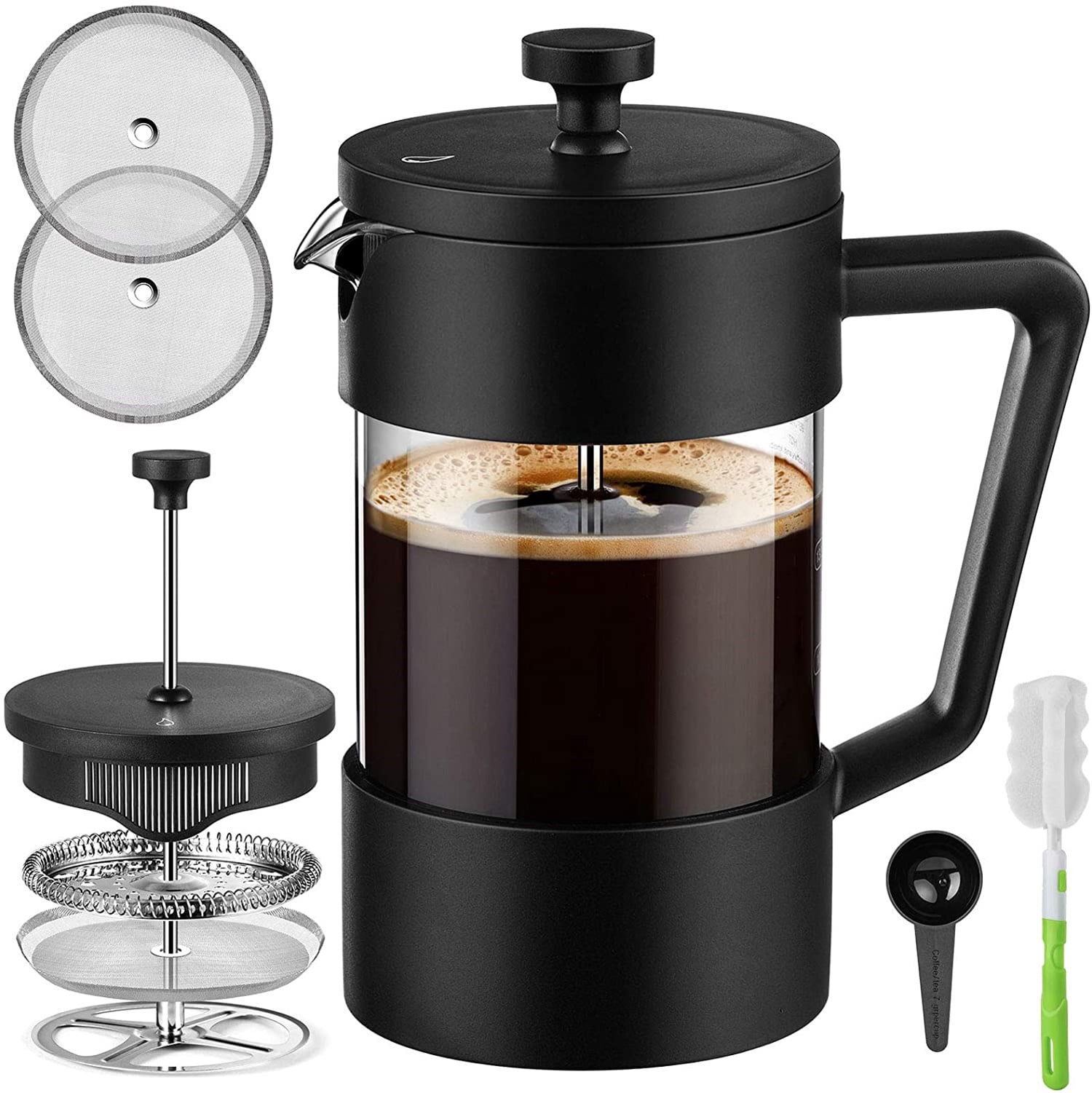  Utopia Kitchen French Press Coffee Maker, Espresso Tea and  Coffee Maker with Triple Filters 34 Ounce, Stainless Steel Plunger and Heat  Resistant Borosilicate Glass - Black: Home & Kitchen