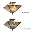thumbnail image 6 of Tiffany Style Ceiling Light Fixtures 14” Wide Stained Glass Lamp Shade 2-Light Classical Mission Style Semi Flush Mount Ceiling Light, 6 of 6