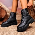 thumbnail image 3 of BLTIBY Ankle Boots for Women Lace-up Fall Versatile Boot Causal Side Zipper Leather Short Booties Fashion Black 40, 3 of 9
