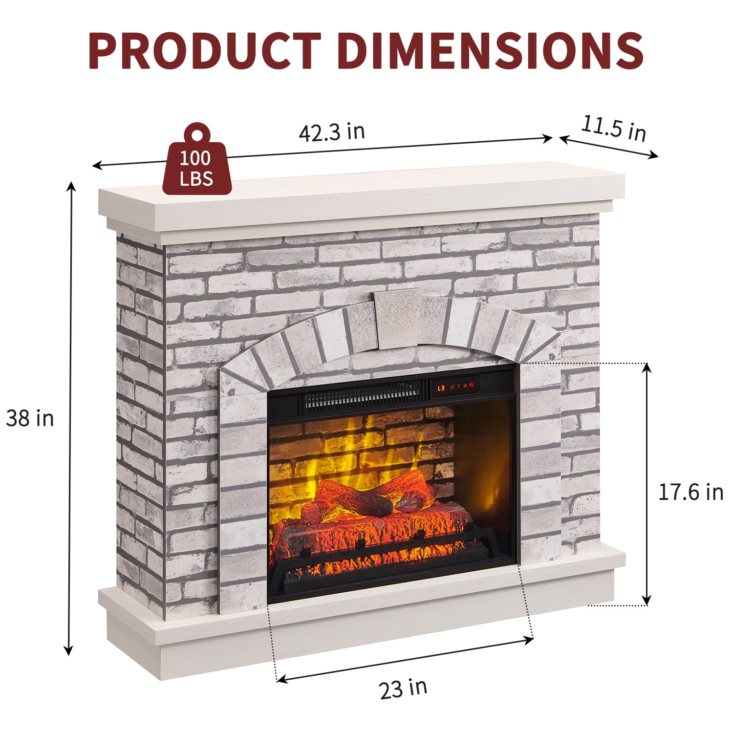 SinCiDo Electric Fireplace with Mantel for 42" TV Stand, Remote Control, Adjustable Flame, 1400W