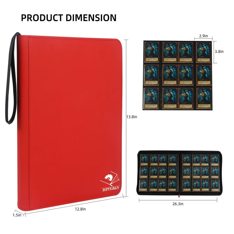Cenxaki Trading Card Binder, Holds 720 Cards, 12-Pocket, Side Loading,  Zipper, Red - Walmart.com
