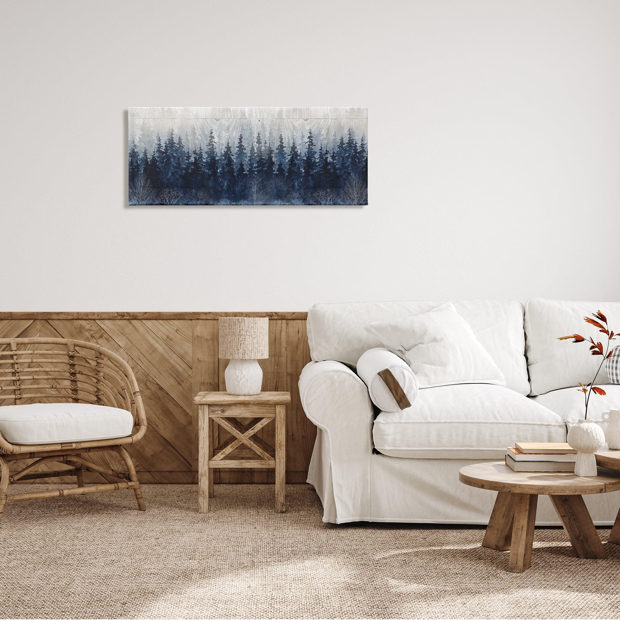 Stupell Industries Rustic Blue Forest Tree Line Fir Woodland, 40 x 17,Design by Carol Robinson