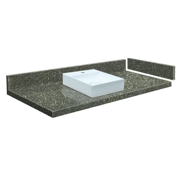 Transolid VT40.25x22-1SV-4T-A-W-1 40.25 in. D Quartz Vessel Vanity Top with Single Hole and Square Vessel Sink, Greystone