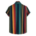 thumbnail image 2 of Camisas Negras Para Hombre Camisas con estampado de rayas de tendencia de verano para hombres Camisas de manga corta con un solo botón (Green, M), 2 of 7