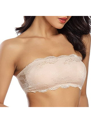 Spdoo Women's Floral Lace Tube Top Bra Strapless Bras Seamless Stretchy  Chest Wrap With Removable Pad Bandeau Tube Top Bra Strapless Bralette