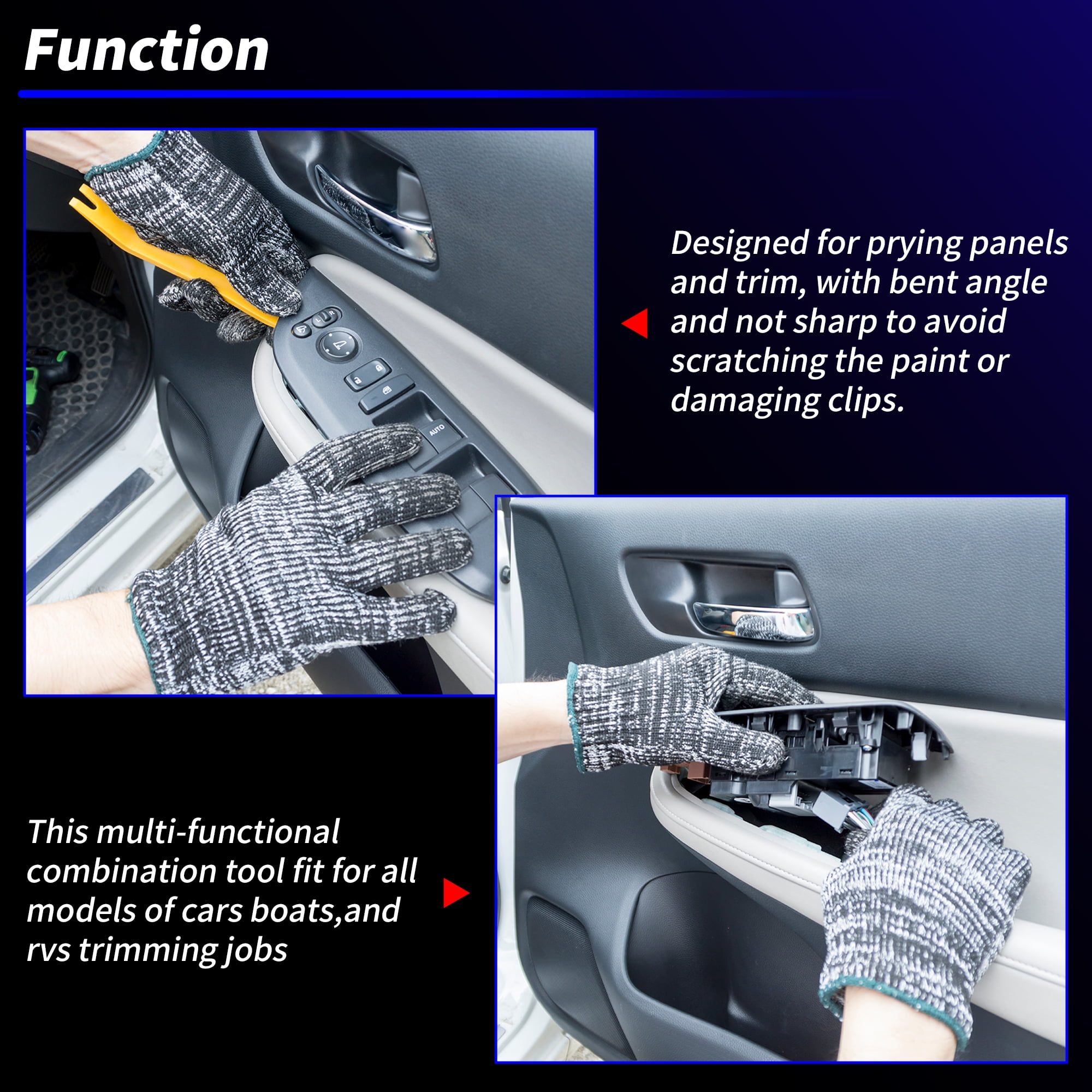 Unique Bargains 260 Pcs Auto Trim Removal Tool Car Pry Tooling Door Panel Removal Tool for Car Panel Dashboard Window Trim Audio Radio Tire Valve Repair Red