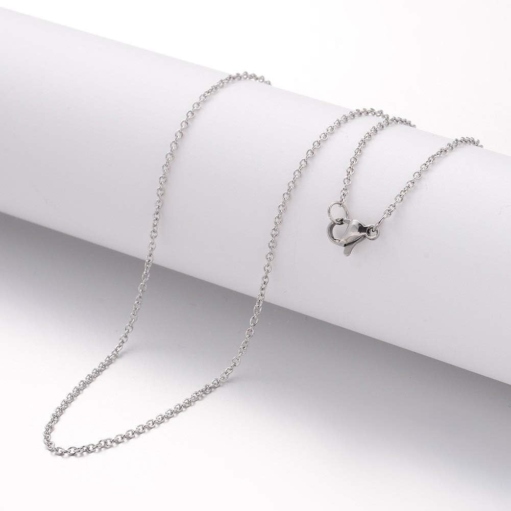 20Pcs Cable Chains Non-Tarnish 304 Stainless Steel Necklace with Lobster Clasps for DIY Jewelry Crafting for Women Man Festival Elegant Gifts Personalized Jewelry 17.72 inch(450mm) 1.5mm