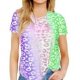 thumbnail image 4 of Camiseta con cuello en V, manga corta, para niña, para mujer, camiseta con estampado de verano, morado, 4XL Yuarrent AP001867-07, 4 of 5