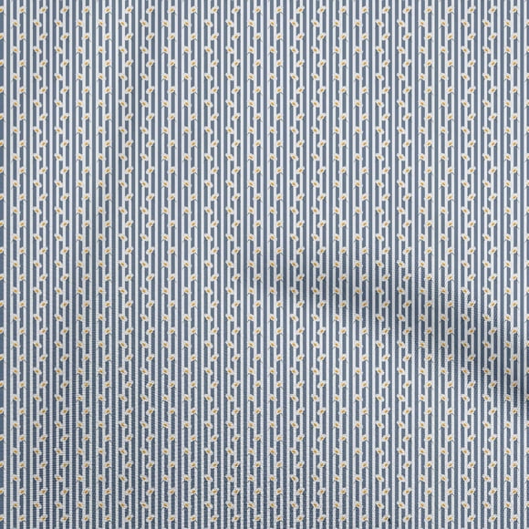 oneOone Cotton Poplin Teal Blue Fabric Floral Sunflower With Strips Quilting Supplies Print Sewing Fabric By The Yard 56 Inch Wide