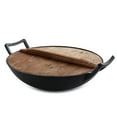 thumbnail image 2 of MegaChef 14 Inch Heavy Duty Cast Iron Wok with Wood Lid, 2 of 8