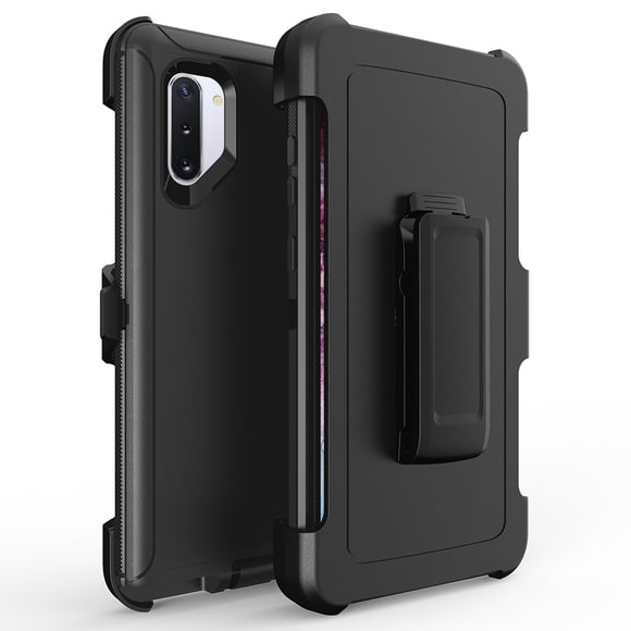 Pour Samsung Galaxy Note 10 Étui Hybride Robuste Armure avec Clip - Noir
