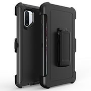 For Samsung Galaxy Note 10 Heavy Duty Defender Armor Hybrid Case Cover With Clip - Black Black