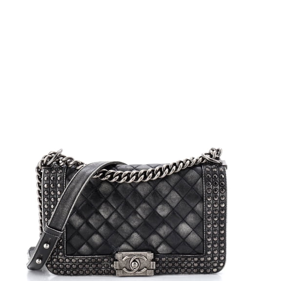 Pre-Owned Paris-Dallas Boy Flap Bag Studded Quilted Distressed Calfskin Old Medium By Rebag